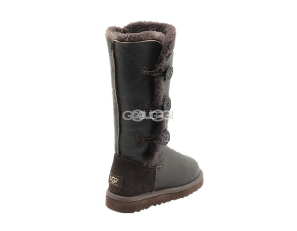 Женские угги с пуговицами Bailey Button Triplet Metallic Chocolate
