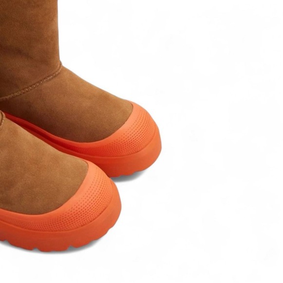 Женские мини угги с галошами Ugg Classic Mini Weather Hybrid Orange (Угг Классик мини хабрид оранжевые)
