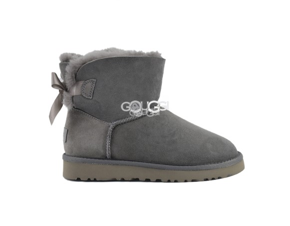 Женские мини угги с бантиками Mini Bailey Bow Grey II