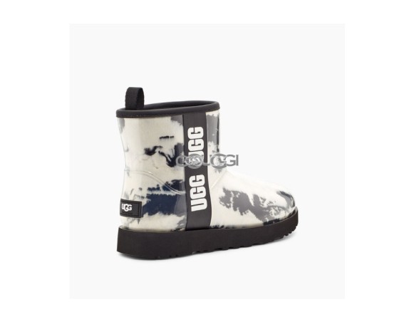 Женские прозрачные мини угги Classic Clear Mini Natural Marble - Black