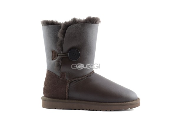 Женские угги с пуговицей Bailey Button Metallic Chocolate-1