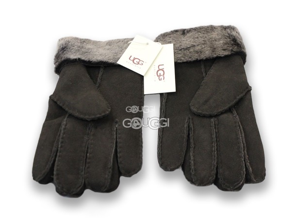 Меховые перчатки мужские UGG Grey Leather