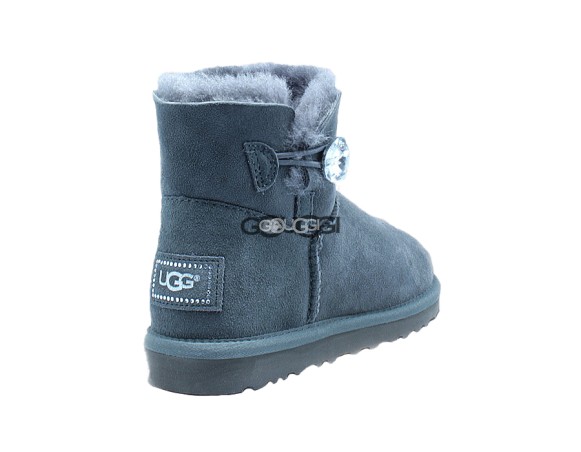 Женские мини угги с пуговицей Mini Bailey Button Bling Grey